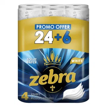 Zebra White тоалетна хартия, 4 пласта
