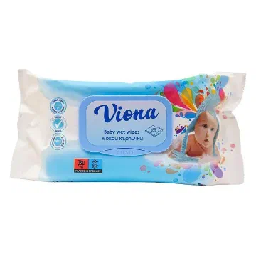 Viona Baby мокри кърпи с капак (синя опаковка)