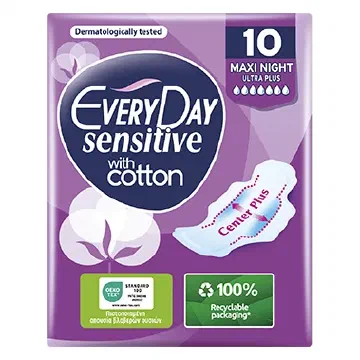 Every Day Sensitive with Cotton Maxi Night Ultra Plus дамски превръзки