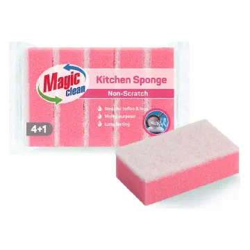Magic Clean Kitchen Sponge Non-Scratch гъби за съдове, розови