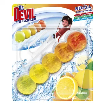 Dr. Devil WC Bicolor 5 Ball Lemon Fresh кошничка с топчета за тоалетна